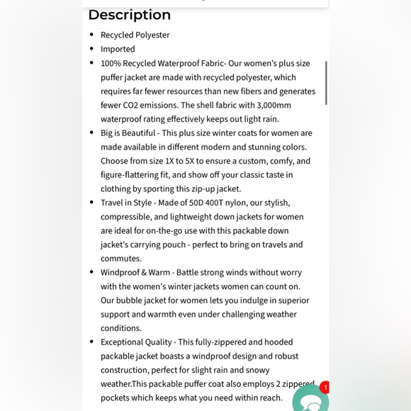 Wantdo Plus Size Hooded Winter Waterproof Puffer Jacket Burgundy- 5X - Picture 12 of 12